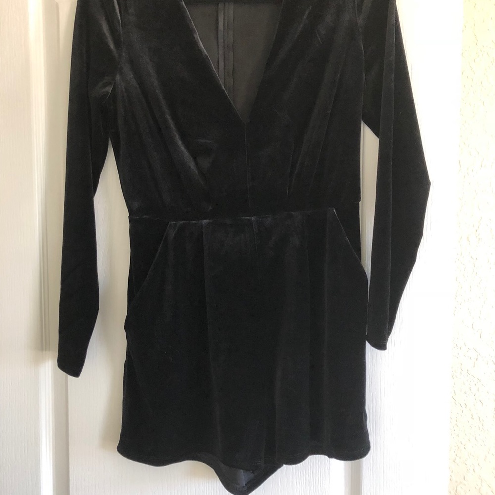 Black Velvet Long Sleeve Romper